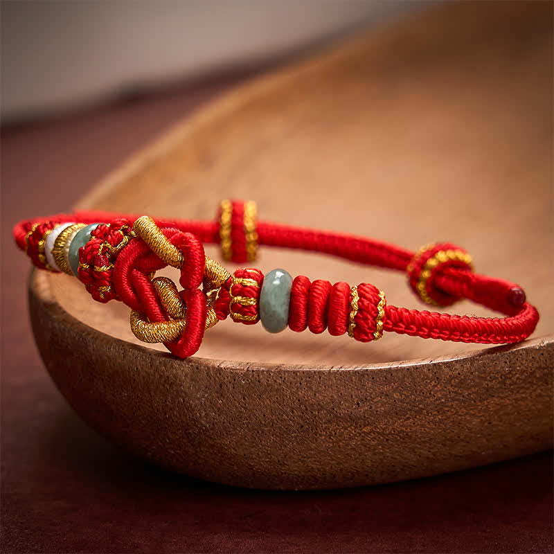 Nimara Ritual Hand-Woven Love Heart Knot Jade Luck Braided Cord Bracelet