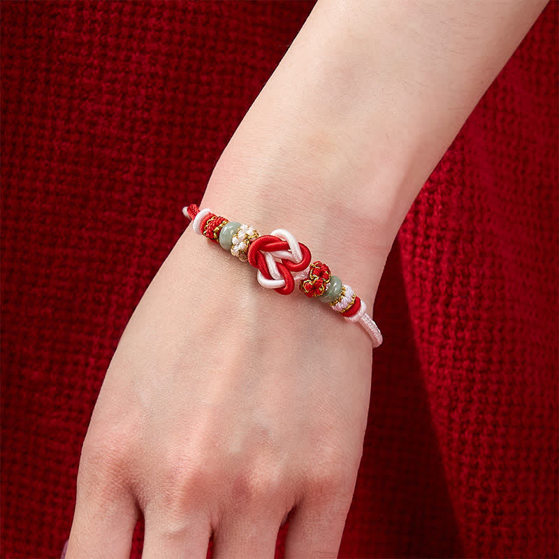 Nimara Ritual Hand-Woven Love Heart Knot Jade Luck Braided Cord Bracelet