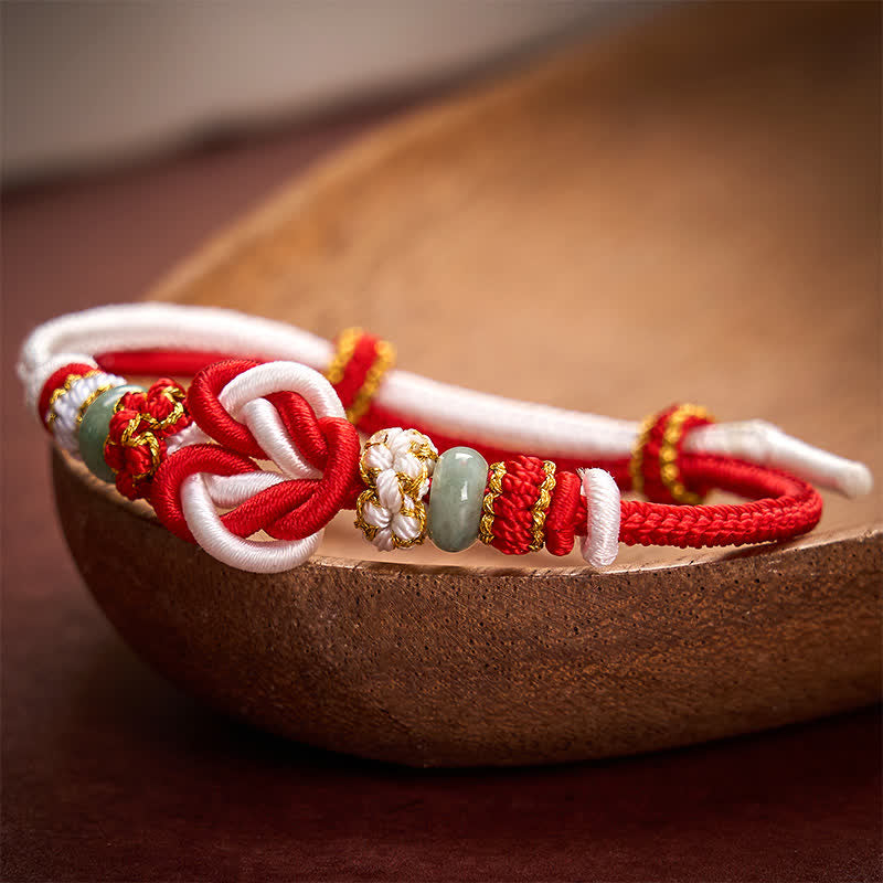 Nimara Ritual Hand-Woven Love Heart Knot Jade Luck Braided Cord Bracelet