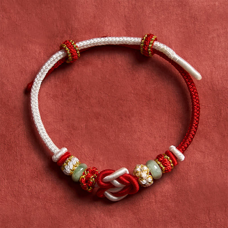 Nimara Ritual Hand-Woven Love Heart Knot Jade Luck Braided Cord Bracelet