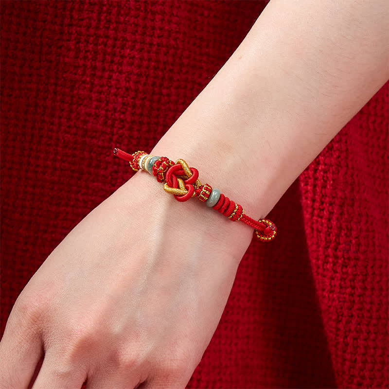 Nimara Ritual Hand-Woven Love Heart Knot Jade Luck Braided Cord Bracelet