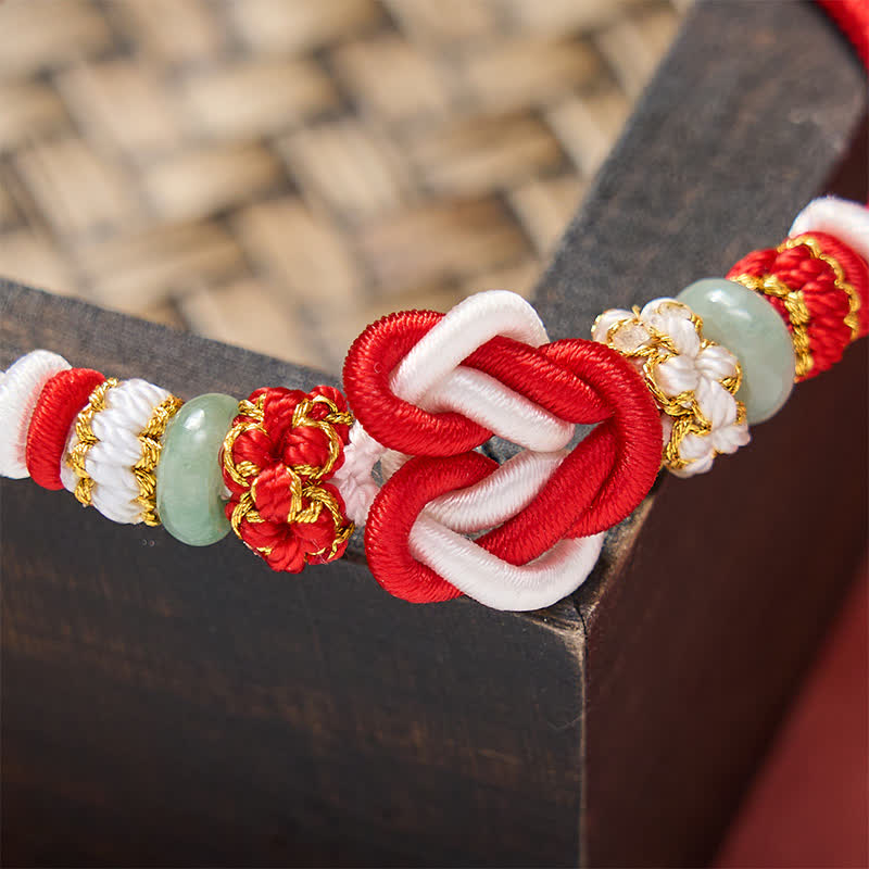 Nimara Ritual Hand-Woven Love Heart Knot Jade Luck Braided Cord Bracelet