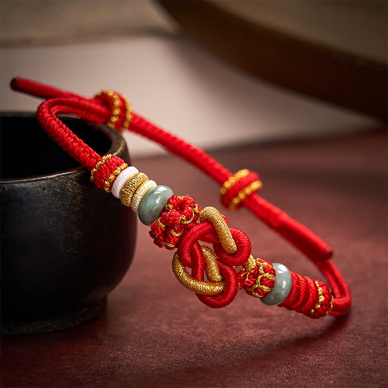 Nimara Ritual Hand-Woven Love Heart Knot Jade Luck Braided Cord Bracelet