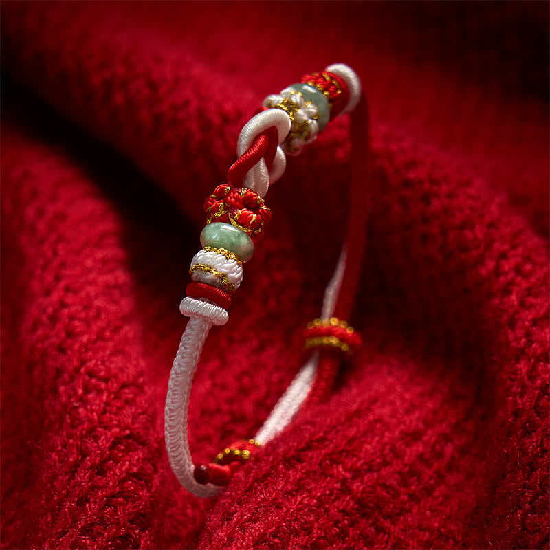 Nimara Ritual Hand-Woven Love Heart Knot Jade Luck Braided Cord Bracelet
