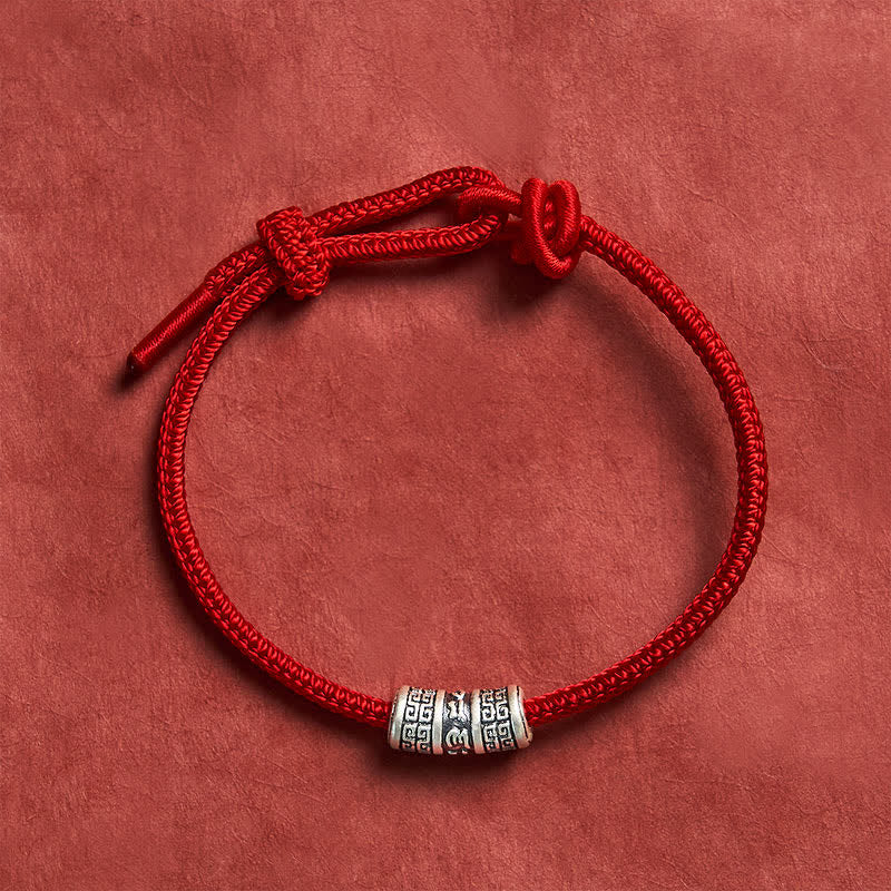 Nimara Ritual Handmade Braided Red String Om Mani Padme Hum Protection Bracelet