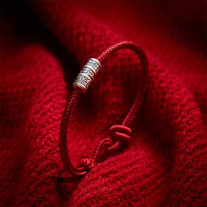 Nimara Ritual Handmade Braided Red String Om Mani Padme Hum Protection Bracelet