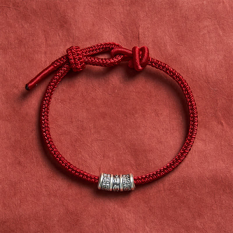 Nimara Ritual Handmade Braided Red String Om Mani Padme Hum Protection Bracelet