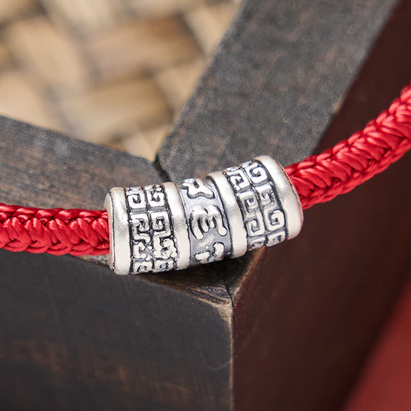 Nimara Ritual Handmade Braided Red String Om Mani Padme Hum Protection Bracelet