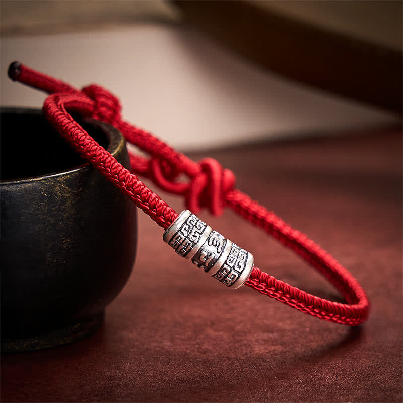 Nimara Ritual Handmade Braided Red String Om Mani Padme Hum Protection Bracelet