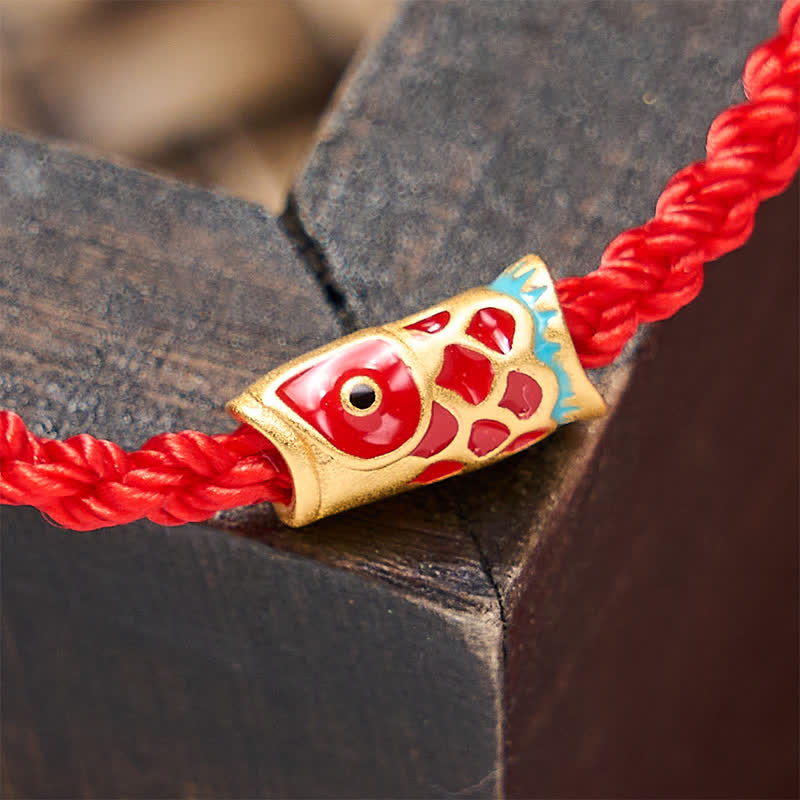 Nimara Ritual Hand-Woven Red String Koi Fish Luck Braided Cord Bracelet