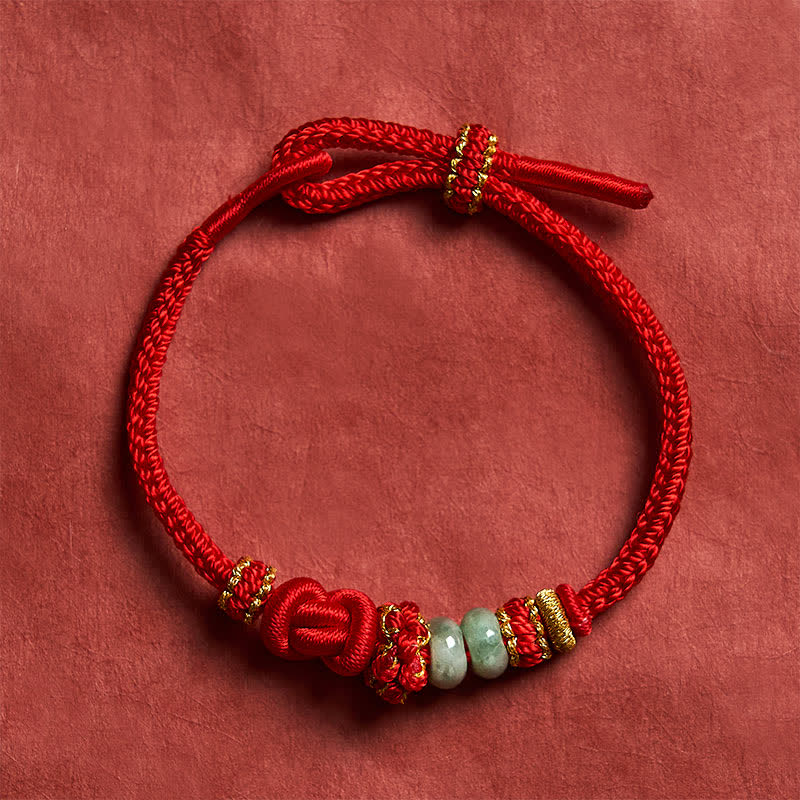 Nimara Ritual Chinese Knotting Luck Jade Hand-Woven Adjustable Bracelet