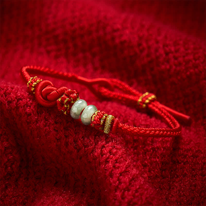 Nimara Ritual Chinese Knotting Luck Jade Hand-Woven Adjustable Bracelet