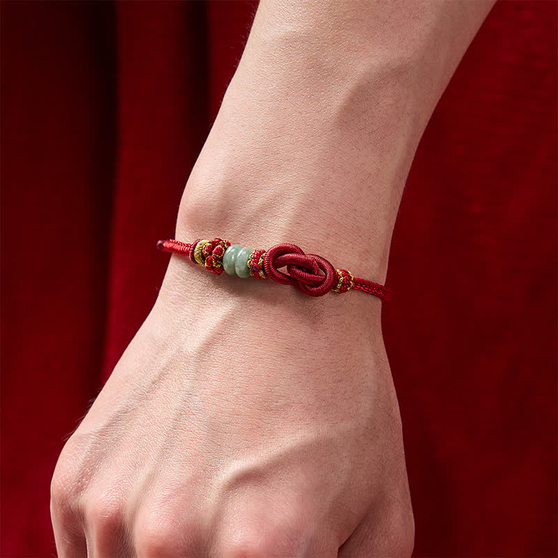 Nimara Ritual Chinese Knotting Luck Jade Hand-Woven Adjustable Bracelet