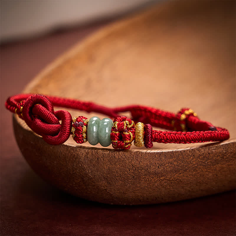 Nimara Ritual Chinese Knotting Luck Jade Hand-Woven Adjustable Bracelet