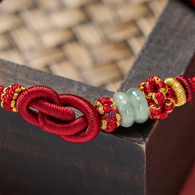 Nimara Ritual Chinese Knotting Luck Jade Hand-Woven Adjustable Bracelet