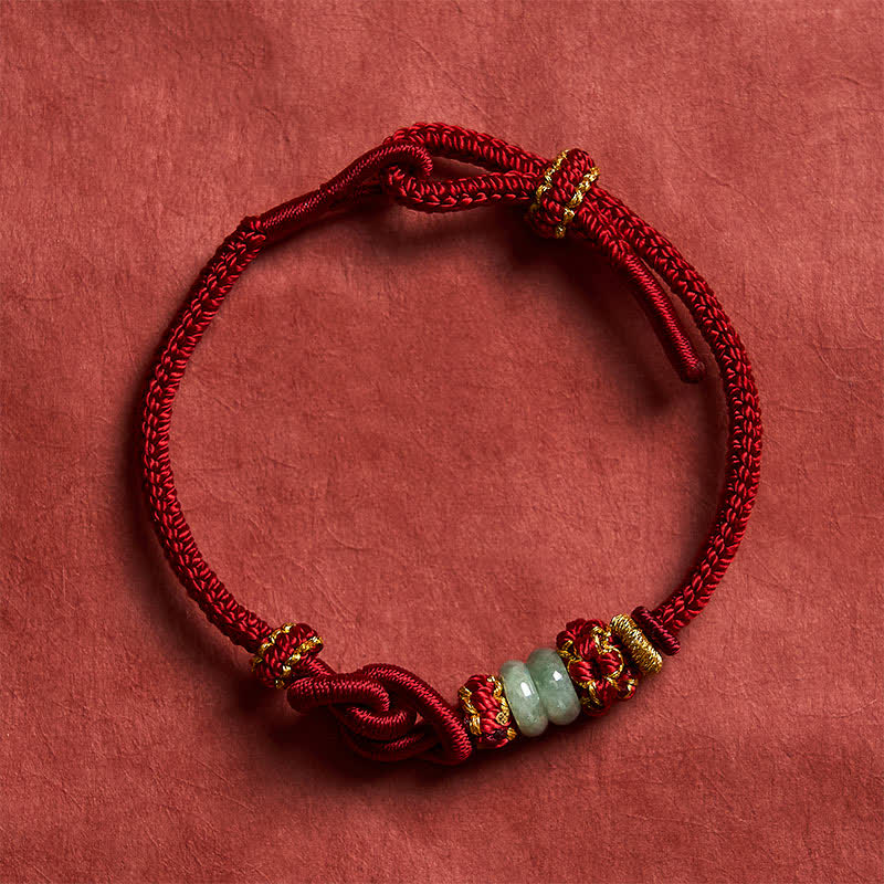 Nimara Ritual Chinese Knotting Luck Jade Hand-Woven Adjustable Bracelet