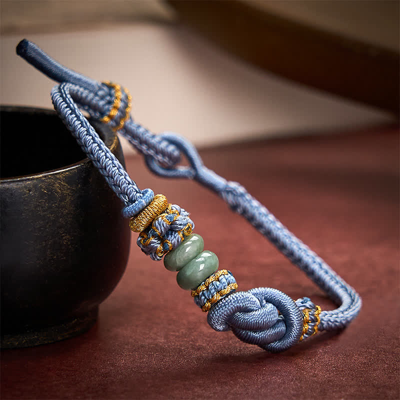 Nimara Ritual Chinese Knotting Luck Jade Hand-Woven Adjustable Bracelet