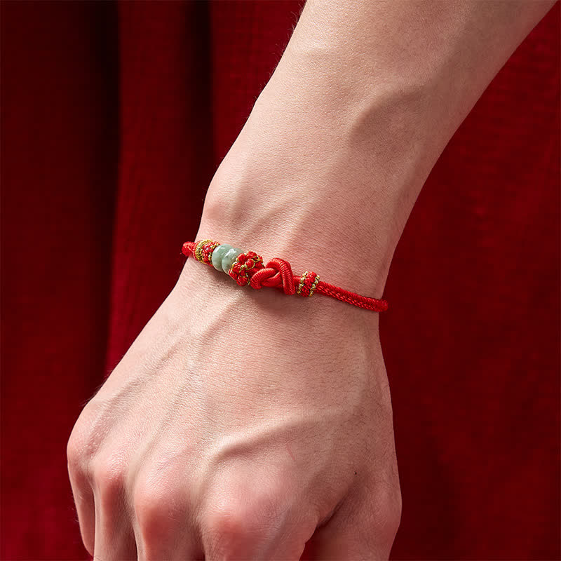 Nimara Ritual Chinese Knotting Luck Jade Hand-Woven Adjustable Bracelet