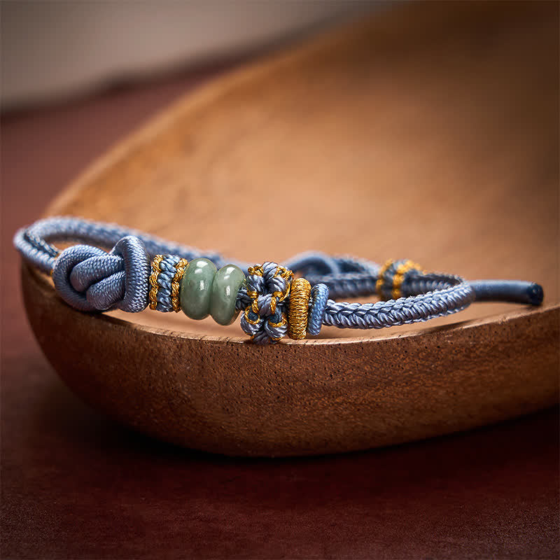 Nimara Ritual Chinese Knotting Luck Jade Hand-Woven Adjustable Bracelet