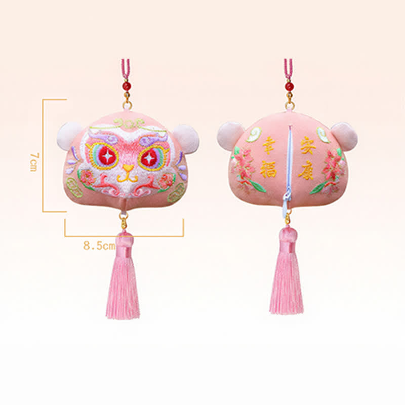 Nimara Ritual Chinese Zodiac Embroidered Dragon Tiger Tassel Luck Cute Animal Decor