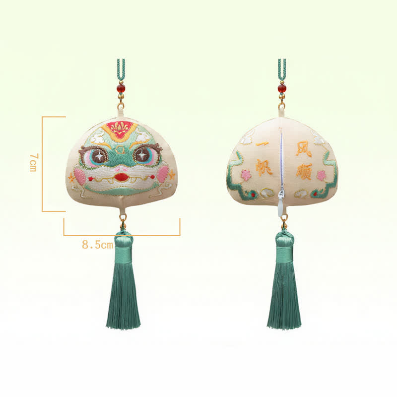 Nimara Ritual Chinese Zodiac Embroidered Dragon Tiger Tassel Luck Cute Animal Decor