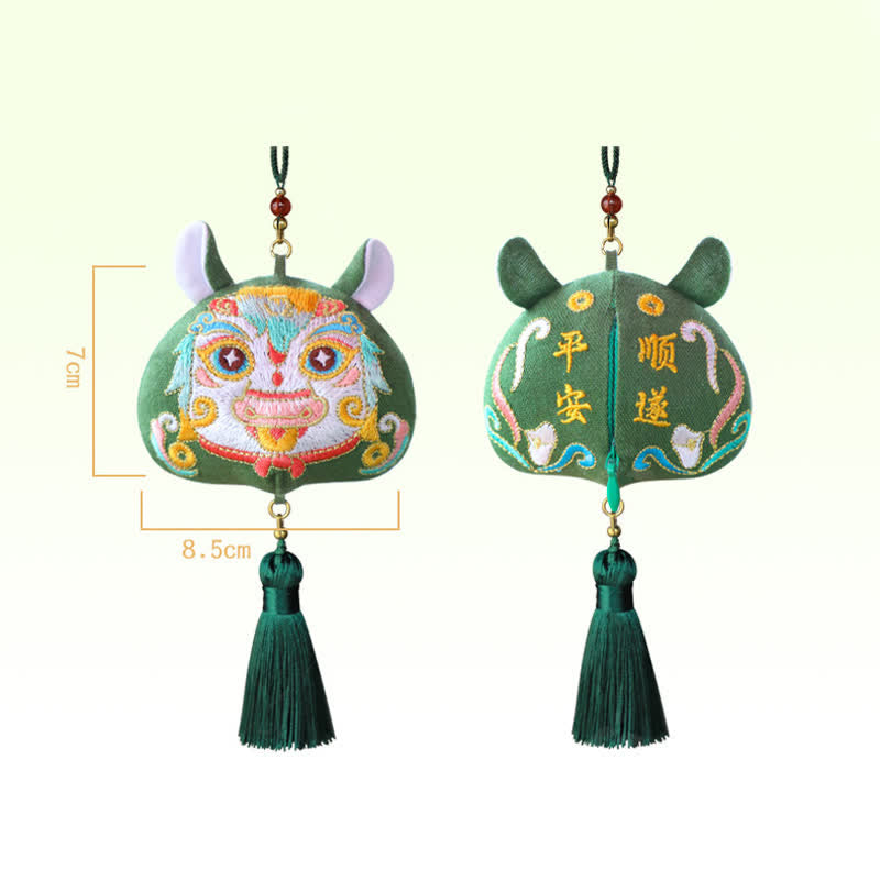 Nimara Ritual Chinese Zodiac Embroidered Dragon Tiger Tassel Luck Cute Animal Decor