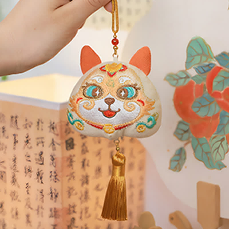 Nimara Ritual Chinese Zodiac Embroidered Dragon Tiger Tassel Luck Cute Animal Decor