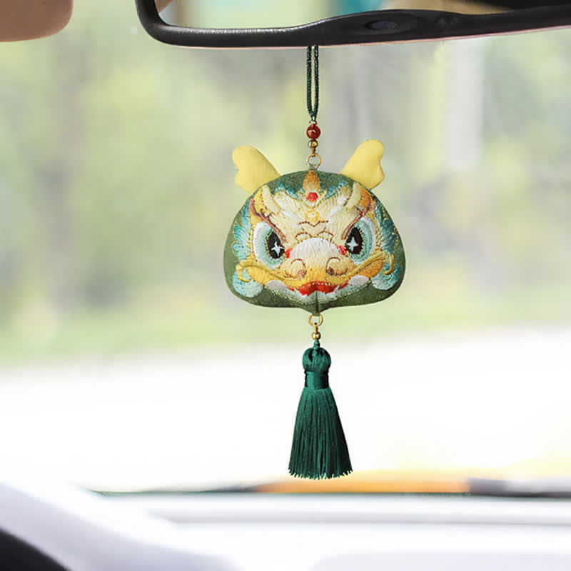 Nimara Ritual Chinese Zodiac Embroidered Dragon Tiger Tassel Luck Cute Animal Decor