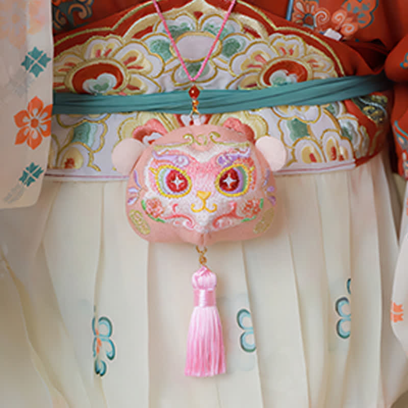 Nimara Ritual Chinese Zodiac Embroidered Dragon Tiger Tassel Luck Cute Animal Decor