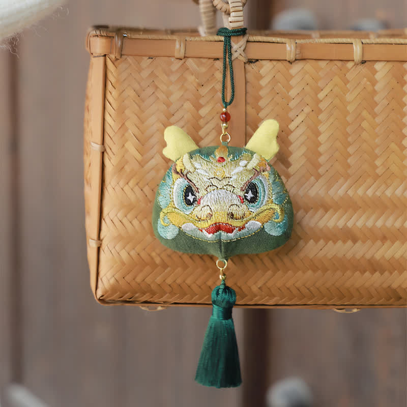 Nimara Ritual Chinese Zodiac Embroidered Dragon Tiger Tassel Luck Cute Animal Decor