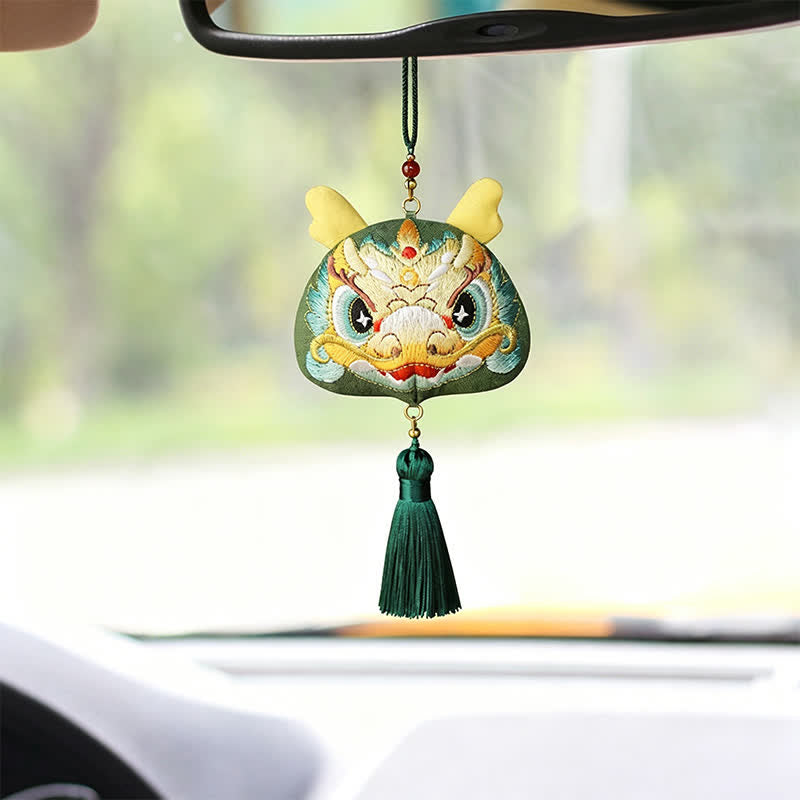 Nimara Ritual Chinese Zodiac Embroidered Dragon Tiger Tassel Luck Cute Animal Decor