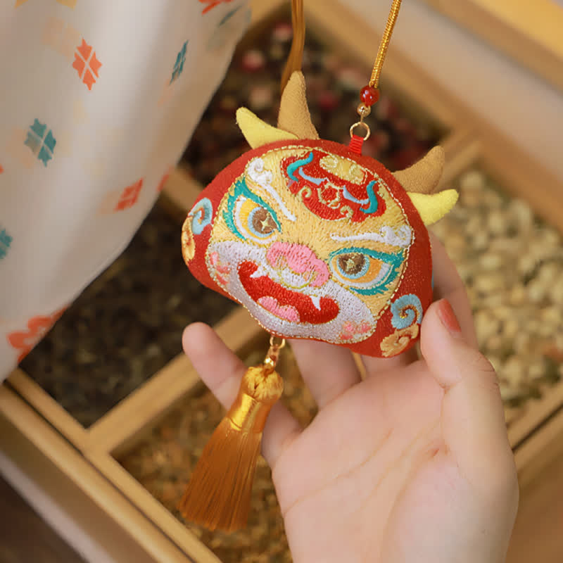 Nimara Ritual Chinese Zodiac Embroidered Dragon Tiger Tassel Luck Cute Animal Decor