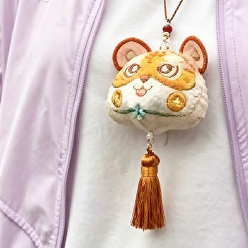 Nimara Ritual Chinese Zodiac Embroidered Dragon Tiger Tassel Luck Cute Animal Decor
