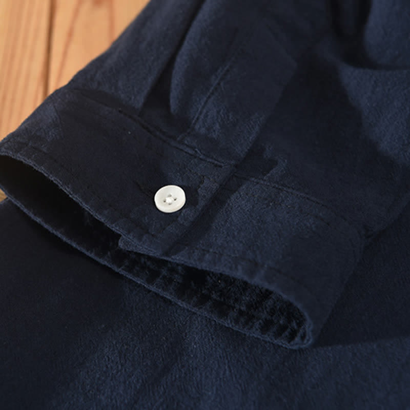 Nimara Ritual Summer Casual Minimalist Button-Up Solid Cotton Linen Men's Short Sleeve Shirts With Pocket