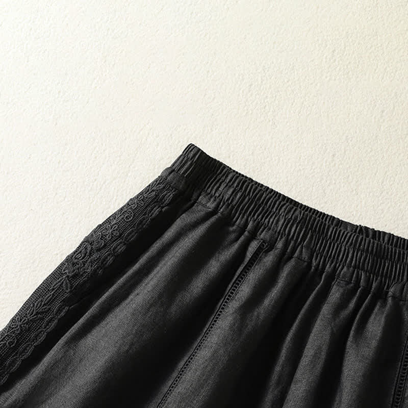 Nimara Ritual Summer Casual Boho Solid Decorative Side Lace Women's Shorts With Pockets