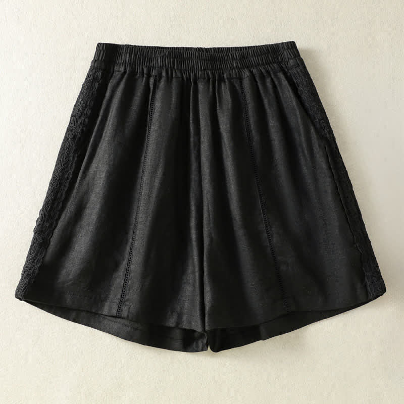 Nimara Ritual Summer Casual Boho Solid Decorative Side Lace Women's Shorts With Pockets