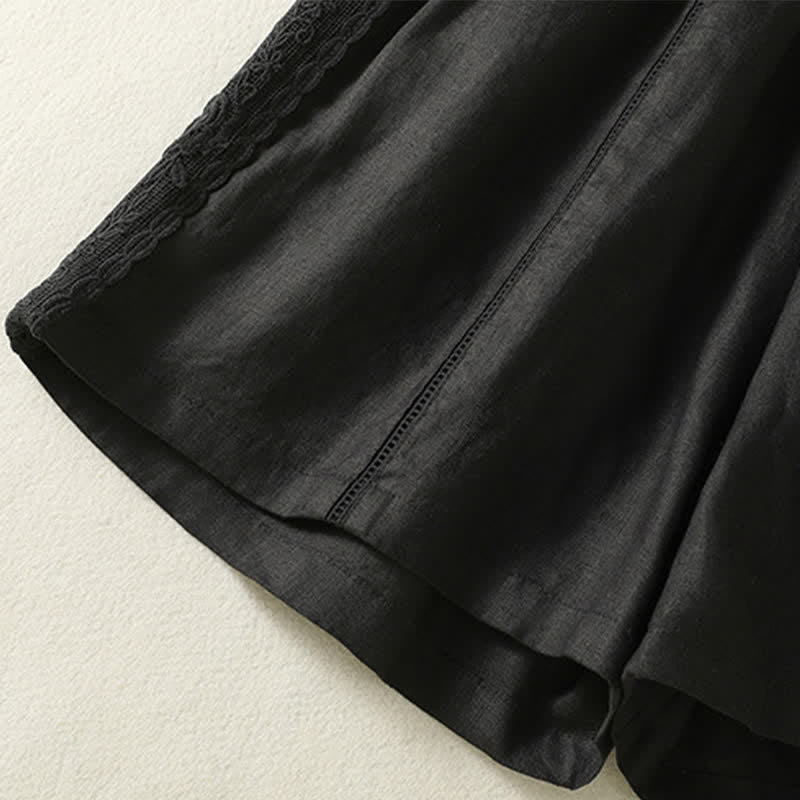 Nimara Ritual Summer Casual Boho Solid Decorative Side Lace Women's Shorts With Pockets