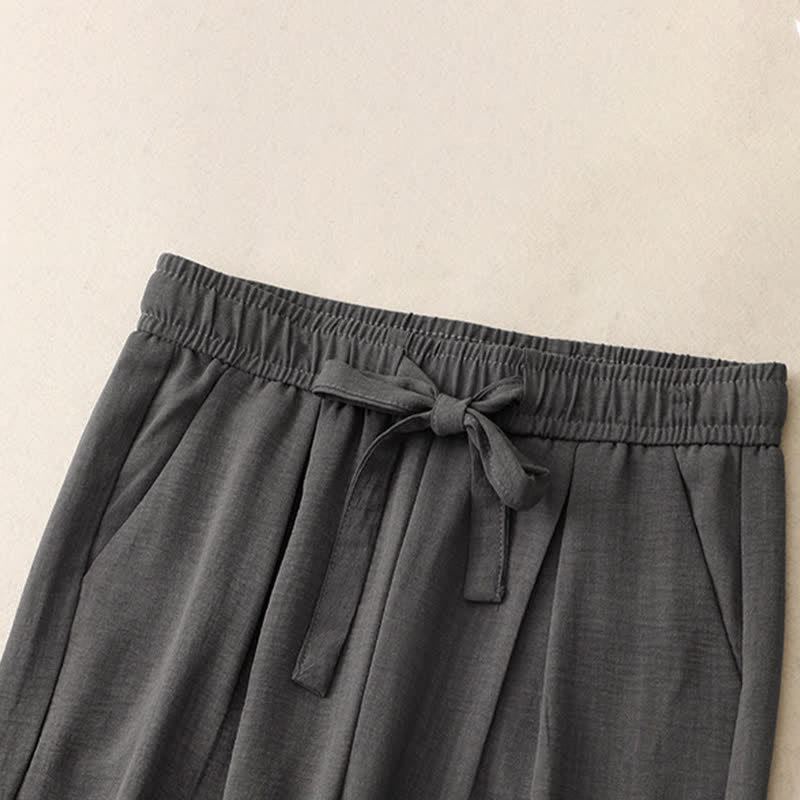 Nimara Ritual Summer Casual Minimalist Drawstring Solid Ankle Pants Women's Straight Leg Pants With Pockets