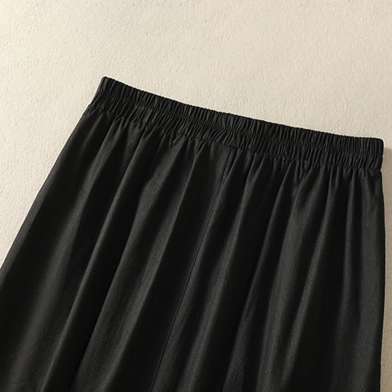 Nimara Ritual Summer Casual Boho Button-Up Solid Women's Skirts With Pockets