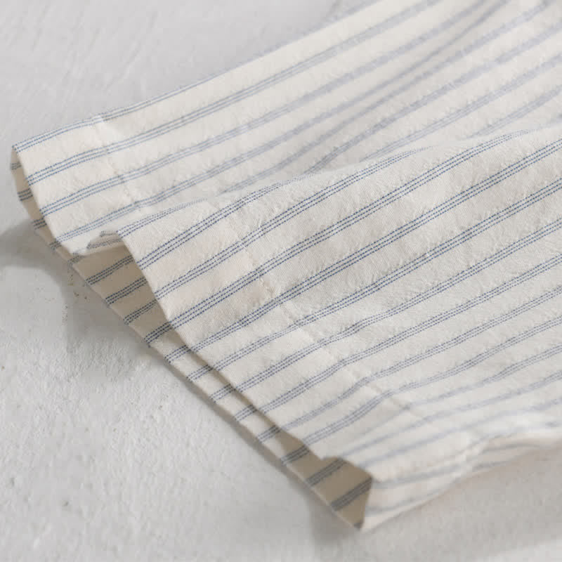 Nimara Ritual Summer Casual Minimalist Half Button Striped Cotton Men's Short Sleeve Shirts