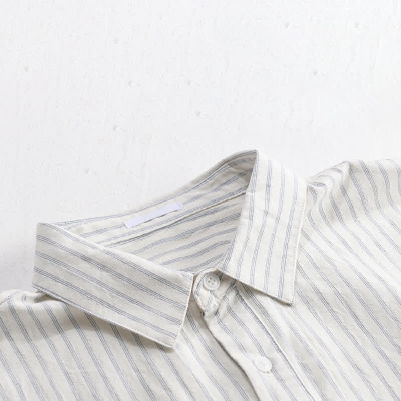 Nimara Ritual Summer Casual Minimalist Half Button Striped Cotton Men's Short Sleeve Shirts