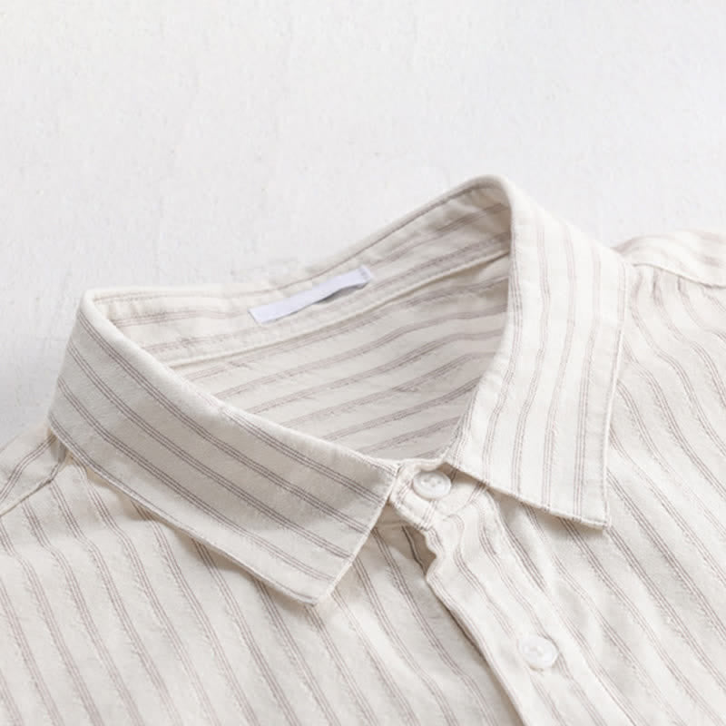 Nimara Ritual Summer Casual Minimalist Half Button Striped Cotton Men's Short Sleeve Shirts