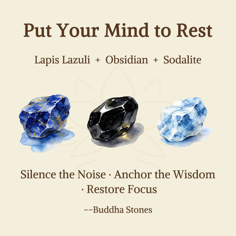 Nimara Ritual 3pcs "Put Your Mind to Rest" Lapis Lazuli Balance Bracelet Includes Gift Message Card