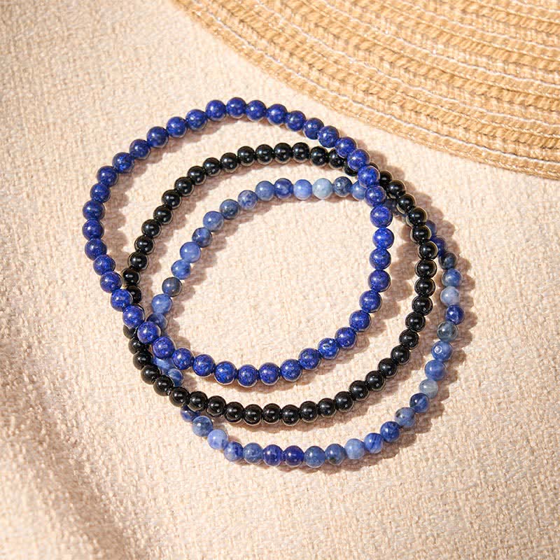 Nimara Ritual 3pcs "Put Your Mind to Rest" Lapis Lazuli Balance Bracelet Includes Gift Message Card