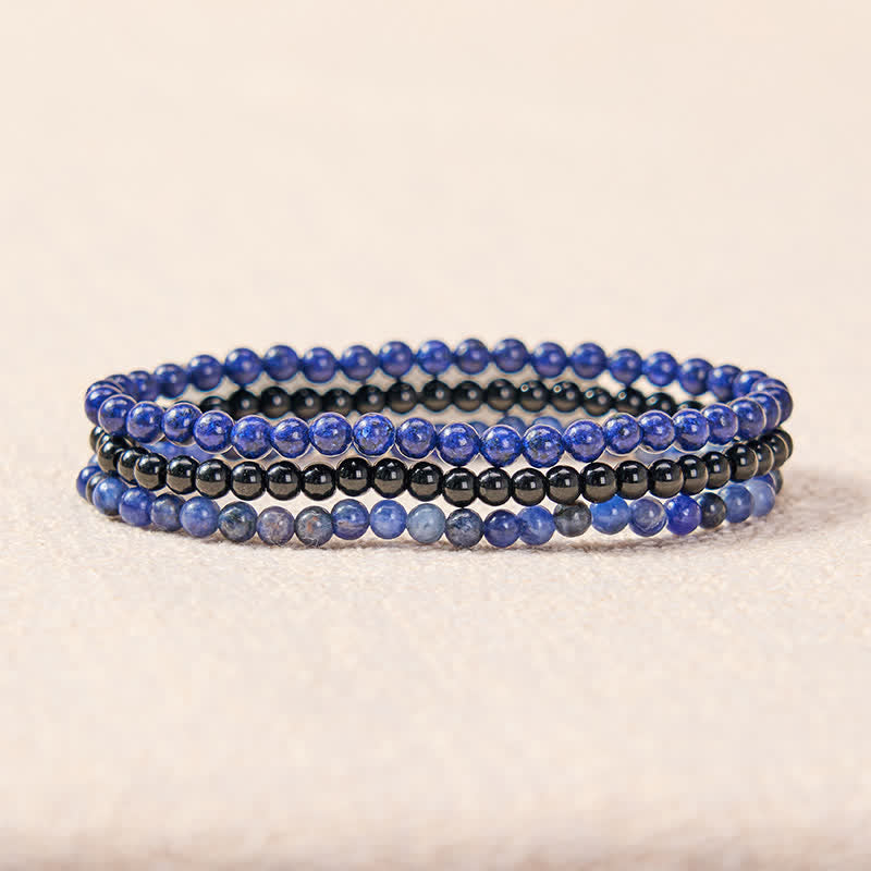 Nimara Ritual 3pcs "Put Your Mind to Rest" Lapis Lazuli Balance Bracelet Includes Gift Message Card