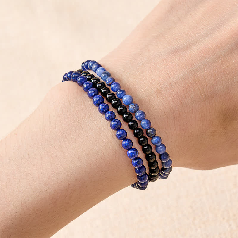 Nimara Ritual 3pcs "Put Your Mind to Rest" Lapis Lazuli Balance Bracelet Includes Gift Message Card