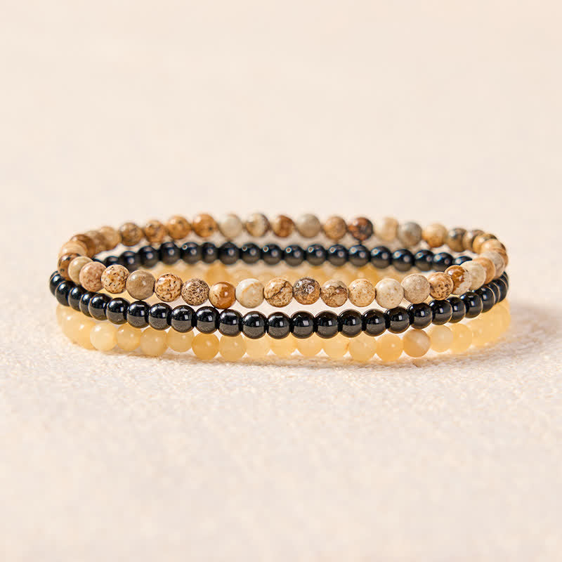 Nimara Ritual 3pcs "Clear the Mental Path" Picture Jasper Wisdom Bracelet Includes Gift Message Card