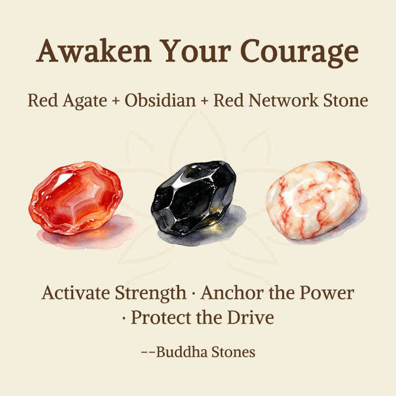Nimara Ritual 3pcs "Awaken Your Courage" Red Agate Calm Bracelet Includes Gift Message Card