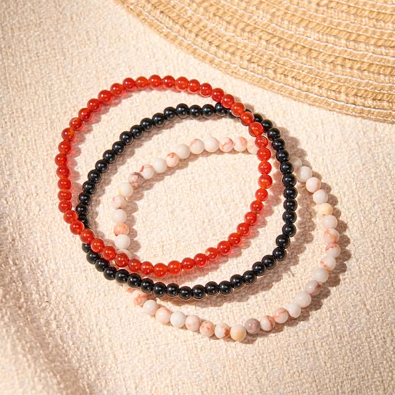Nimara Ritual 3pcs "Awaken Your Courage" Red Agate Calm Bracelet Includes Gift Message Card