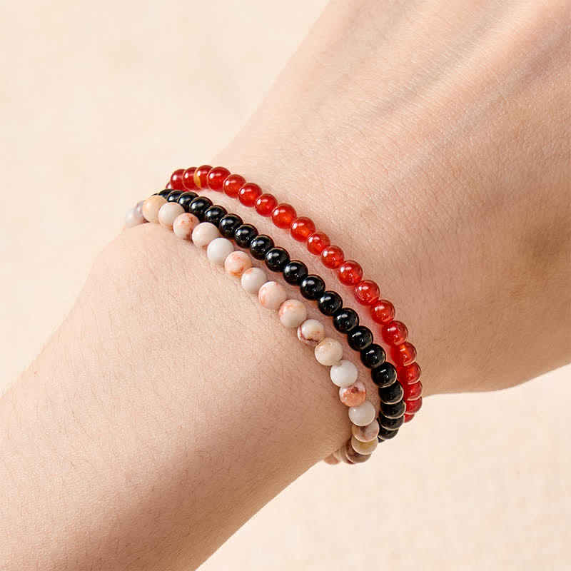 Nimara Ritual 3pcs "Awaken Your Courage" Red Agate Calm Bracelet Includes Gift Message Card